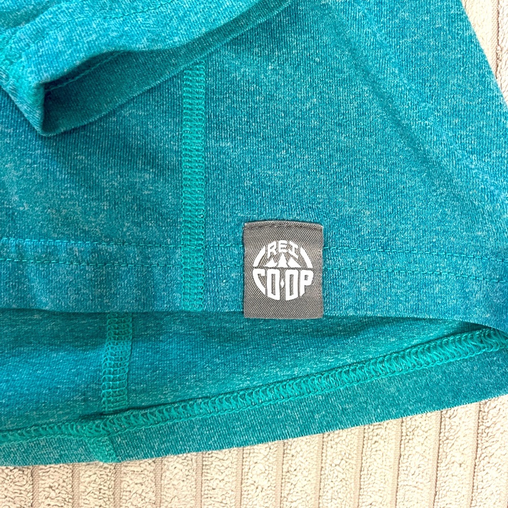REI Co Op Tea Turquoise Blue Green Quarter Zip Pullover Lightweight Base Layer - Picture 2 of 2